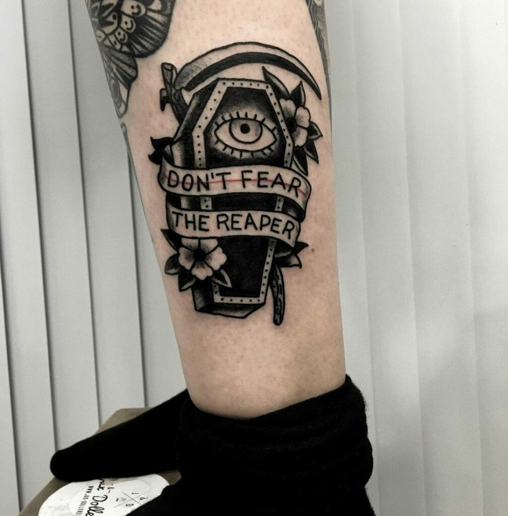 Intense Black Coffin Tattoo