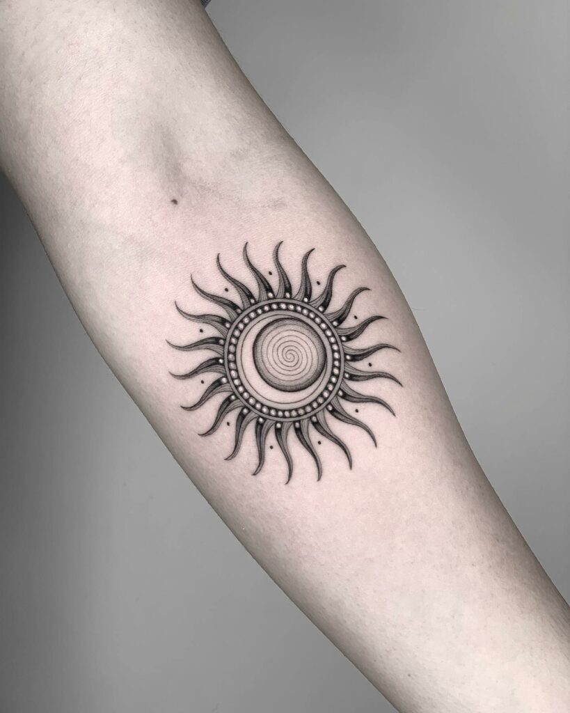 Intricate Sun Tattoo Design