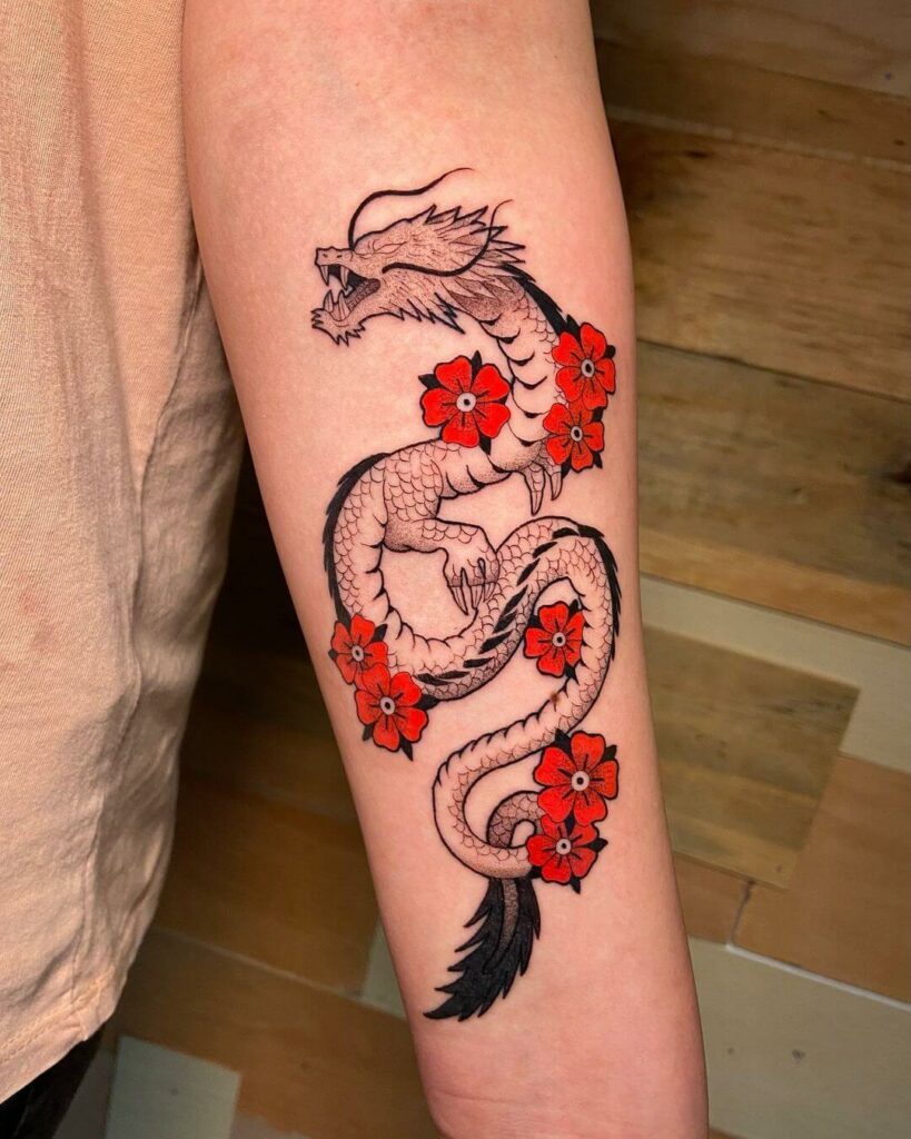 37 Best Dragon tattoo with flowers ideas  dragon tattoo dragon tattoo  designs dragon drawing
