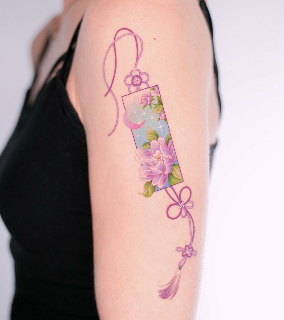 Japanese Pink Wind Chime Tattoo