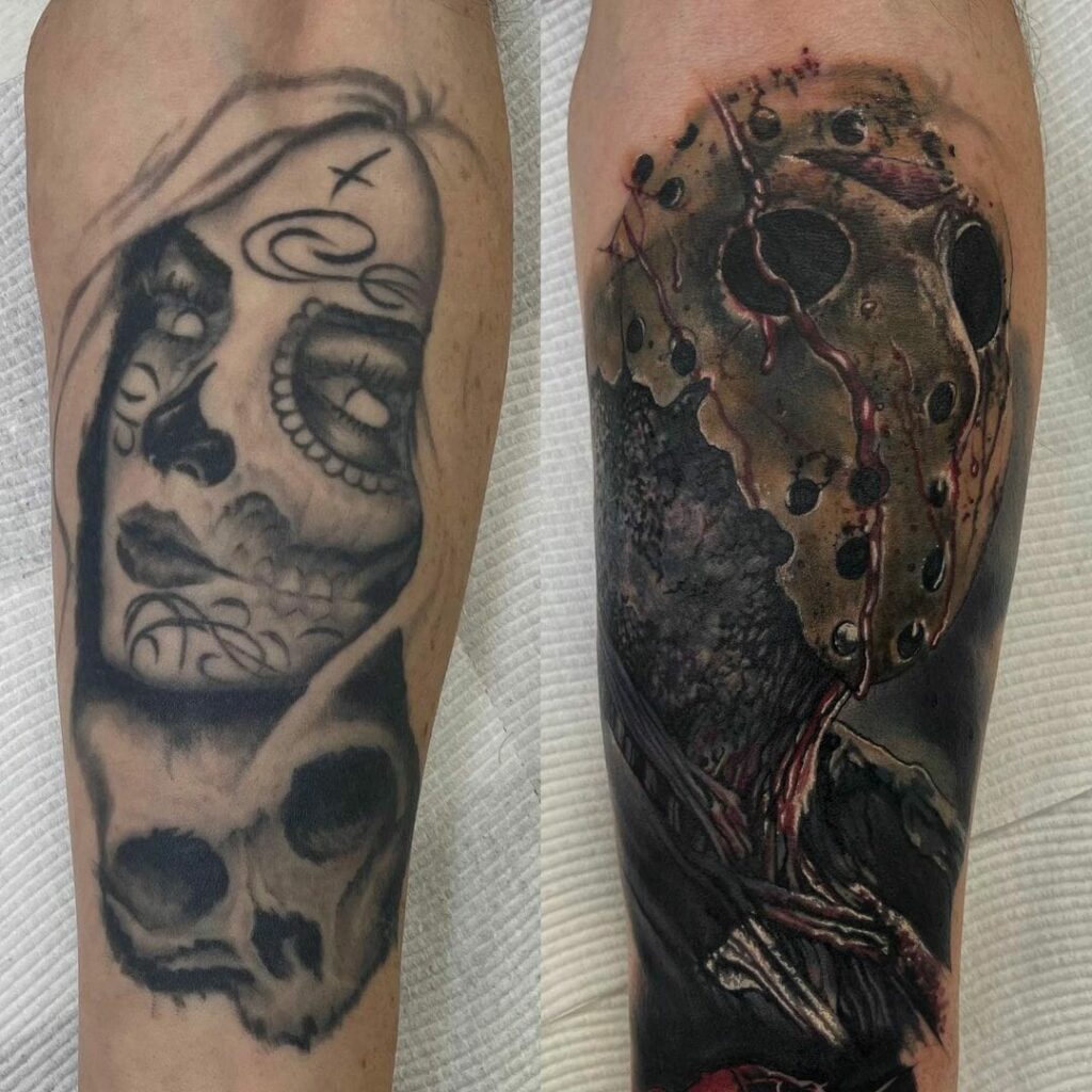 Jason Voorhees Decaying Mask Tattoo