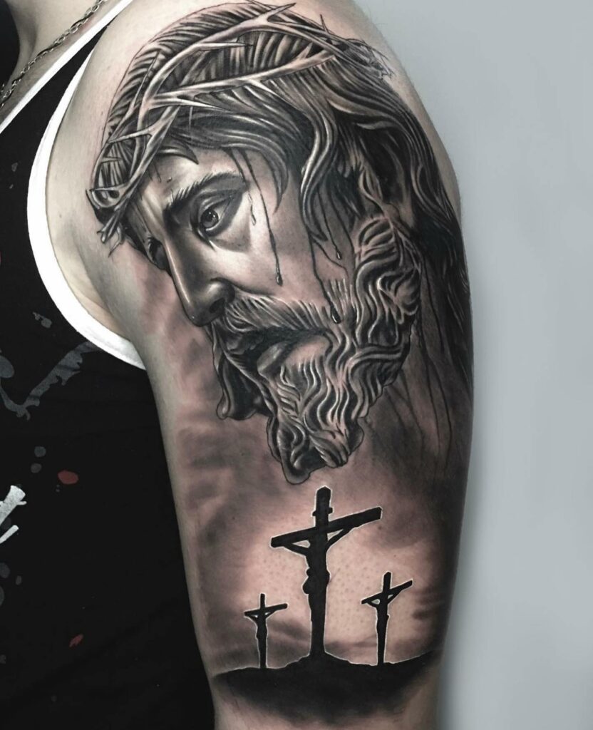 Tattoo of Christ Religious Shoulder