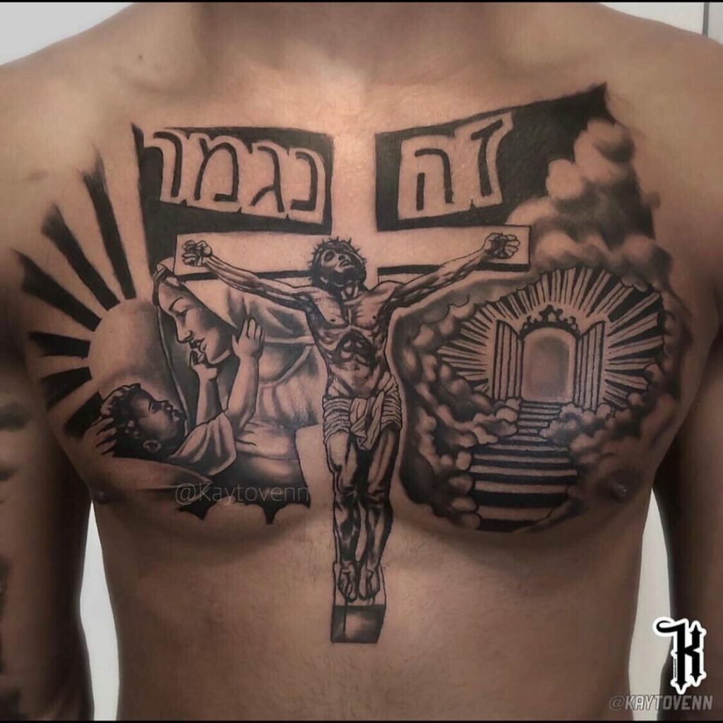 Jesus Crucifixion Chest Tattoos