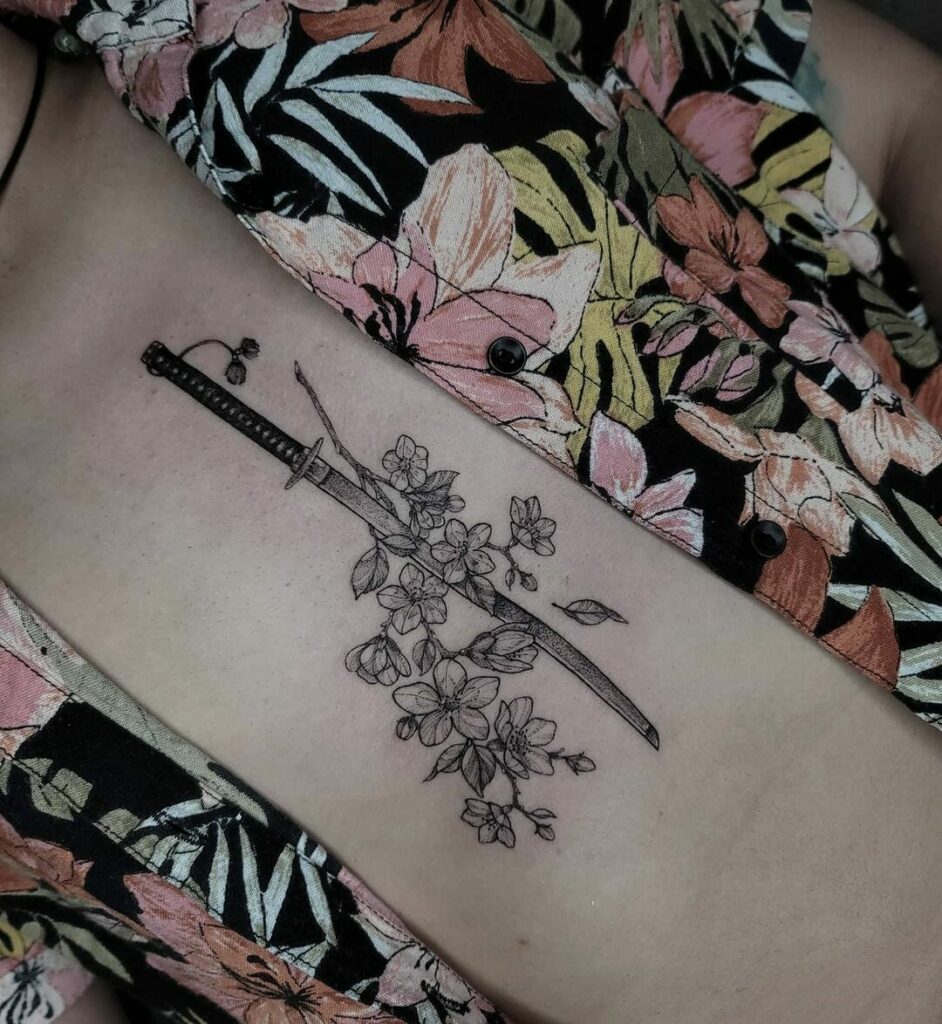 Katana Flower Tattoo