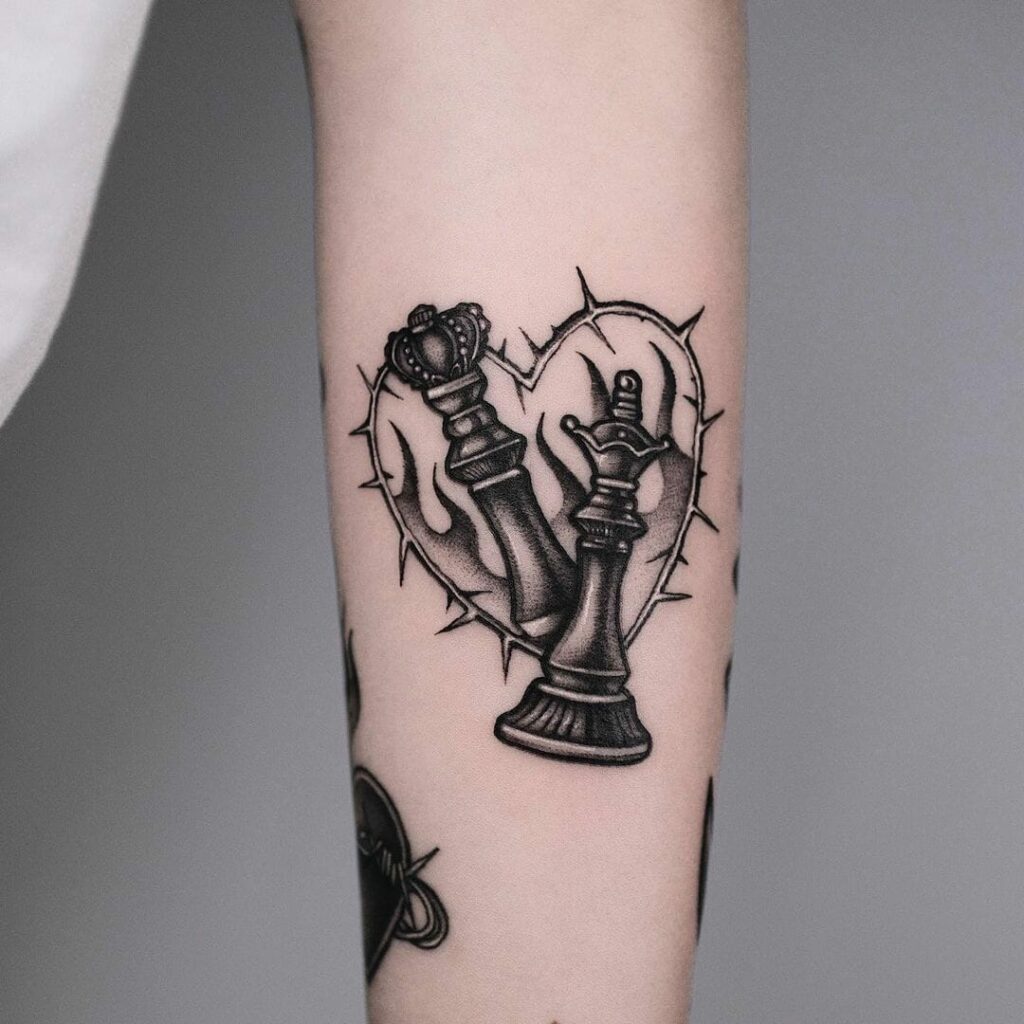 King And Queen Chess Piece Tattoos
