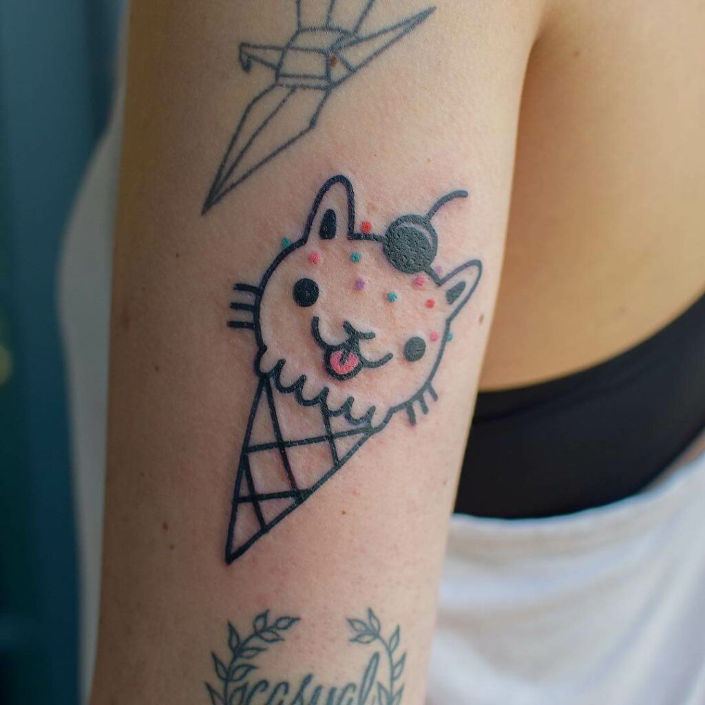 Kitty Ice Cream Tattoo Design