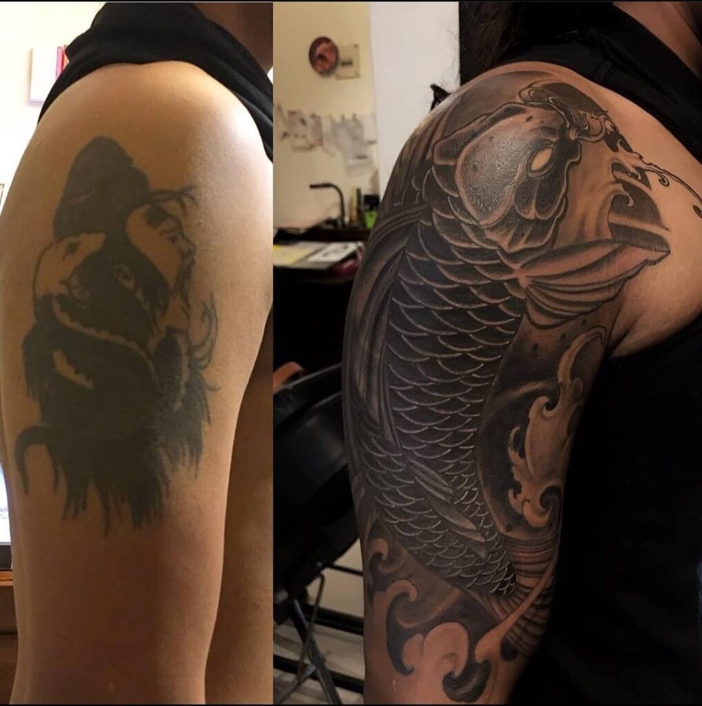 Koi Fish Cover-Up Tattoo
