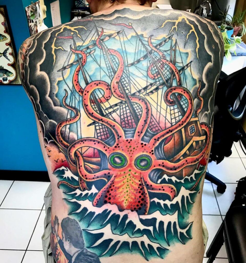 Kraken Back Tattoo