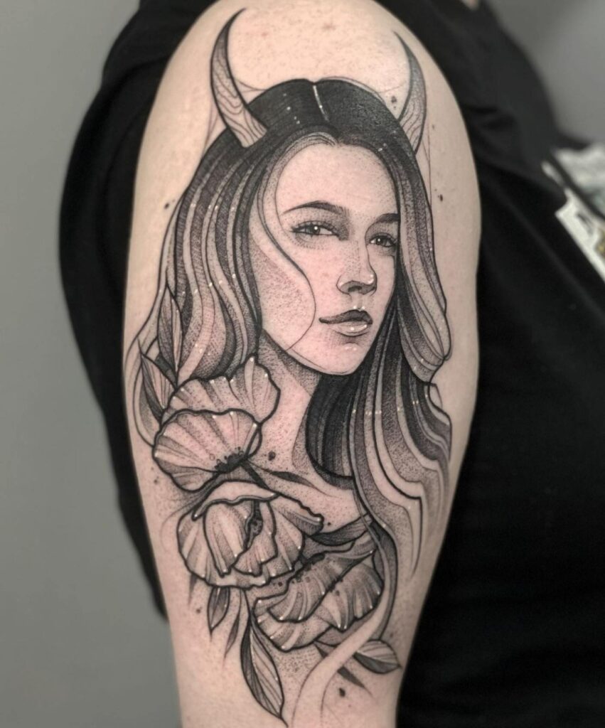 Lady Taurus Tattoo for Female