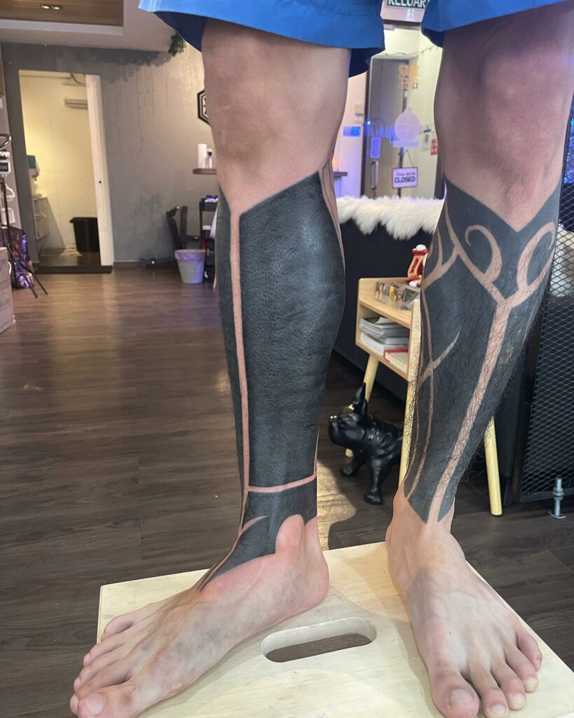 Leg Blackout Tattoo