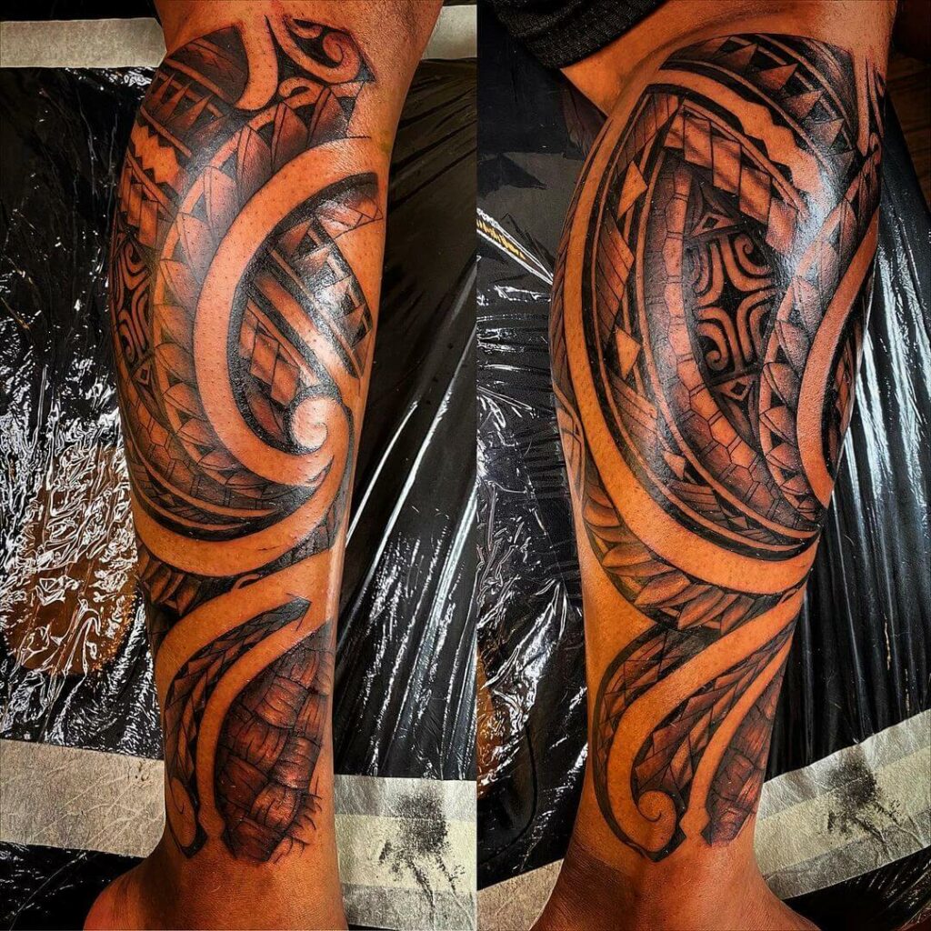 Polynesian Tribal Tattoo On Leg  Tattoo Designs Tattoo Pictures