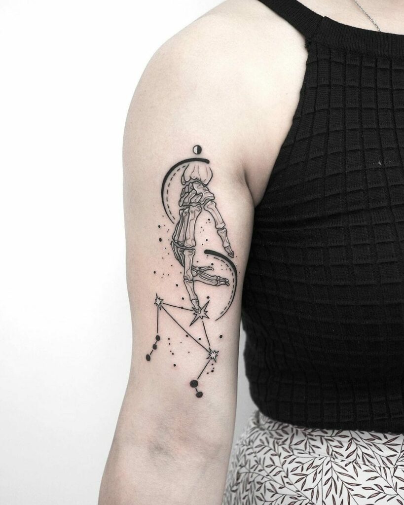 Libra Constellation Tattoo Geometric