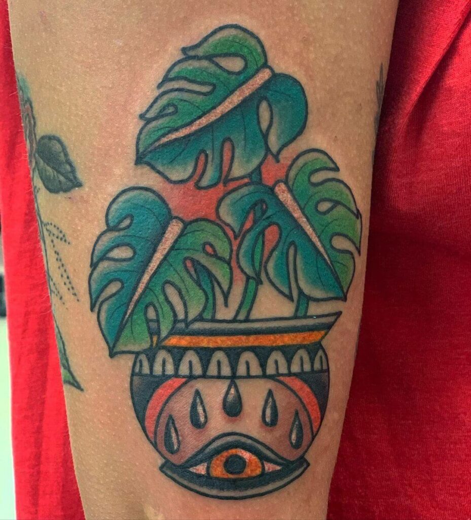 Lil Monstera Pot Tattoo