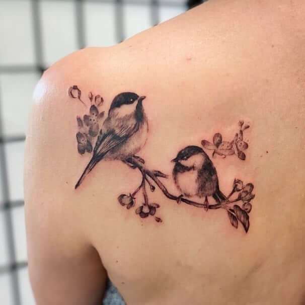 Buy Instant Download Tattoo Design Chickadee Bird Roses and Pine Online in  India  Etsy