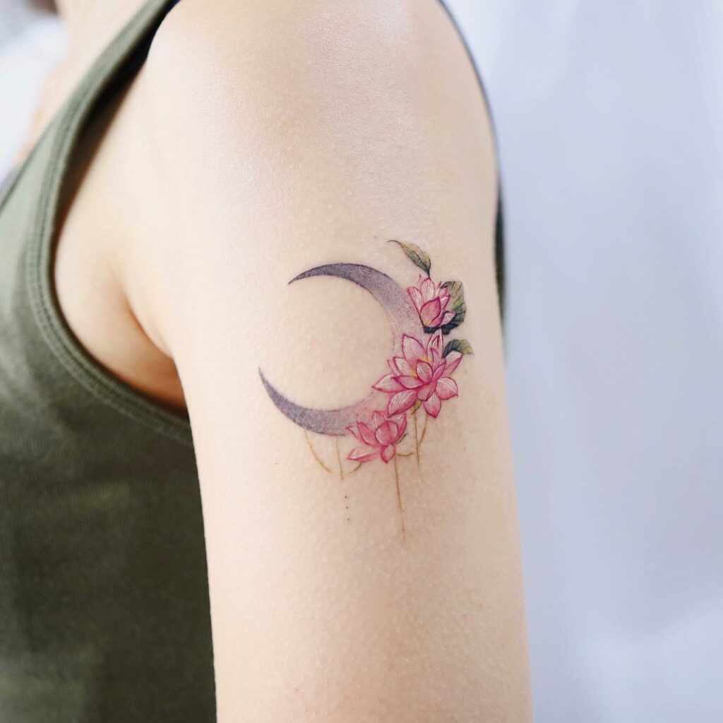 The 45 Coolest Crescent Moon Tattoos And What They Mean  Feather tattoos  Girly tattoos Cute tattoos for women