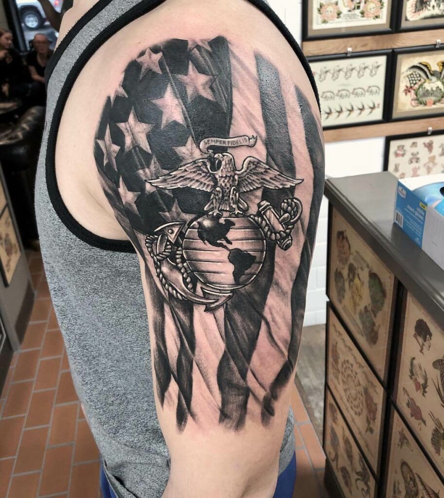 eagle flag arm tattoos