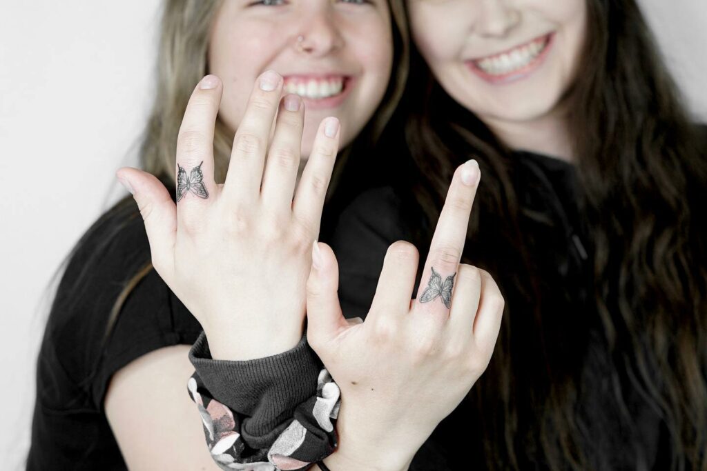 Matching Finger Tattoos ideas