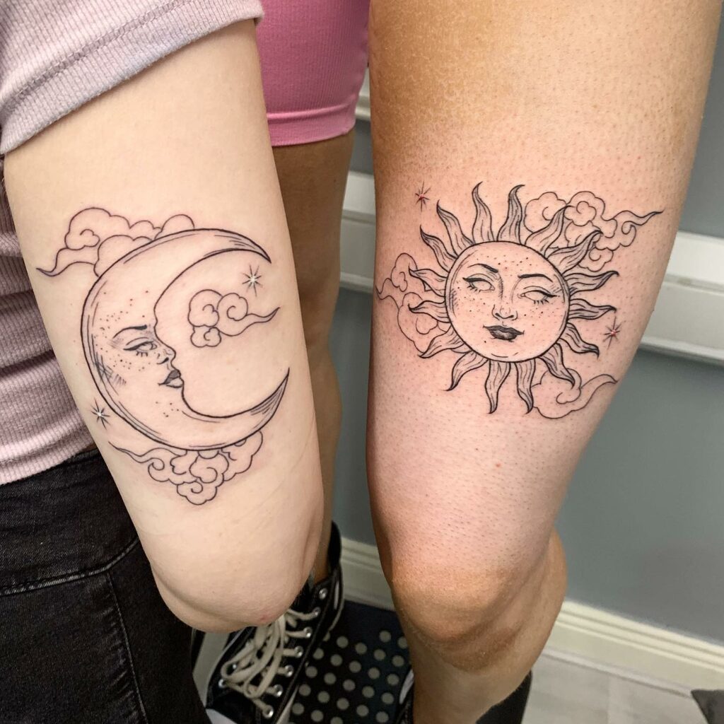 Matching Sun And Moon Tattoo