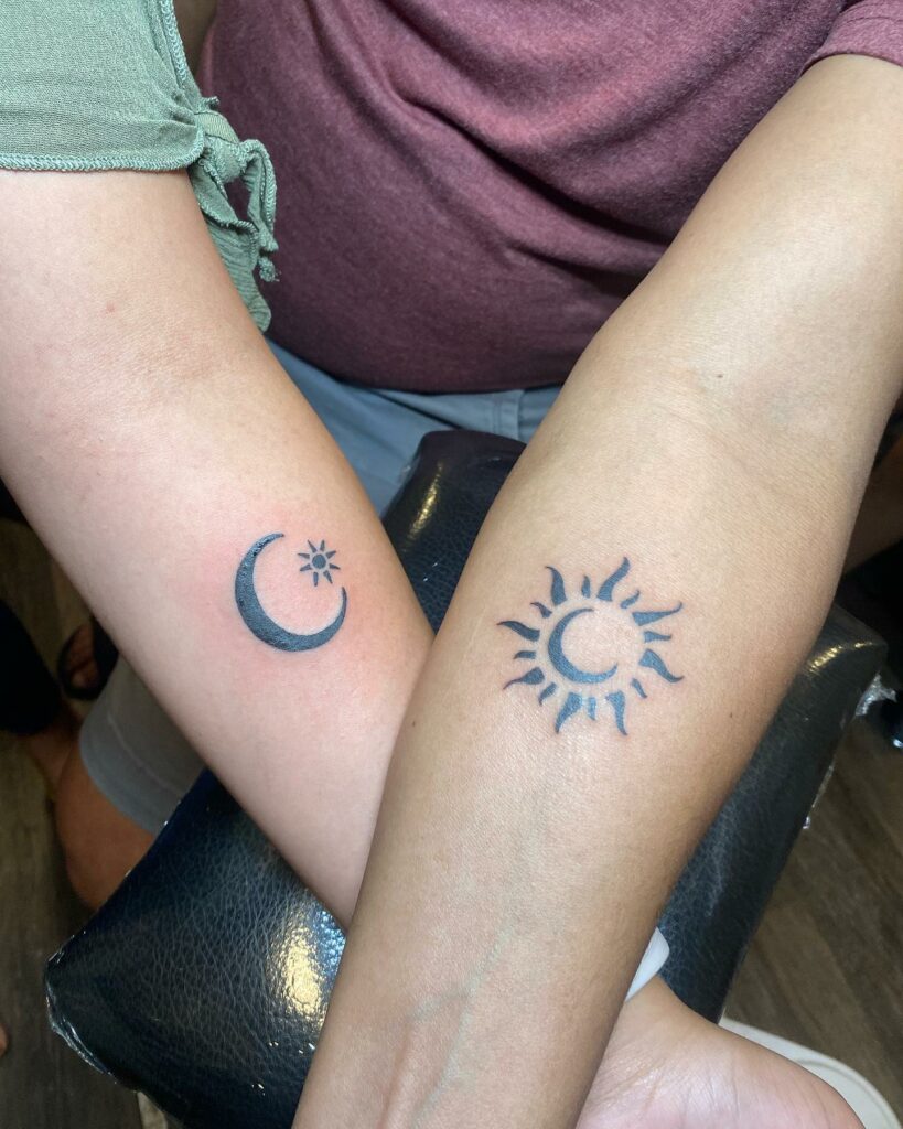 Small sun and moon couple tattoo  Couple tattoos Small couple tattoos Sun  tattoos