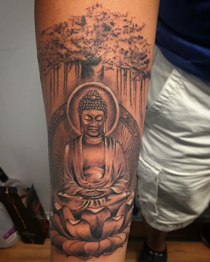 Meditating Buddha Bodhi Tree Tattoo