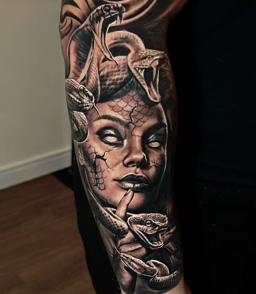 Medusa Snake Design Tattoos