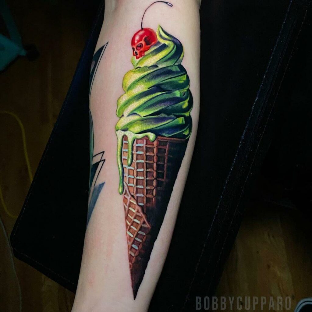 Melting Lime Ice Cream Tattoo