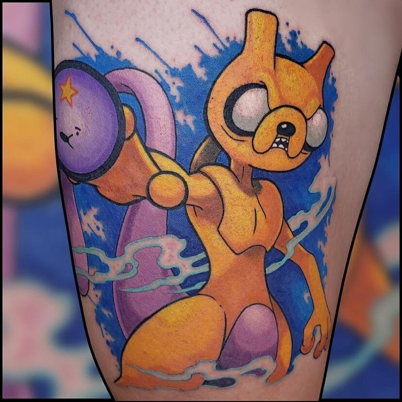 Mewtwo And Jake The Dog Mashup Tattoo