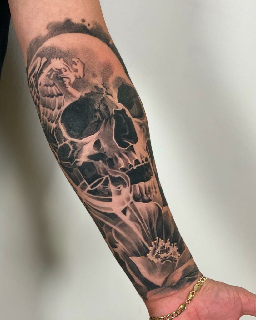 Inner Forearm Skull Tattoo Designs