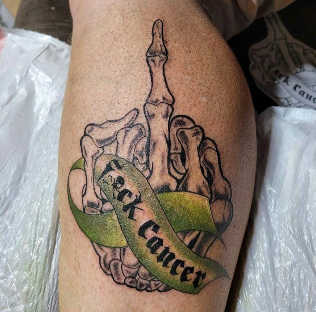 Middle Finger F.U. Cancer Tattoo