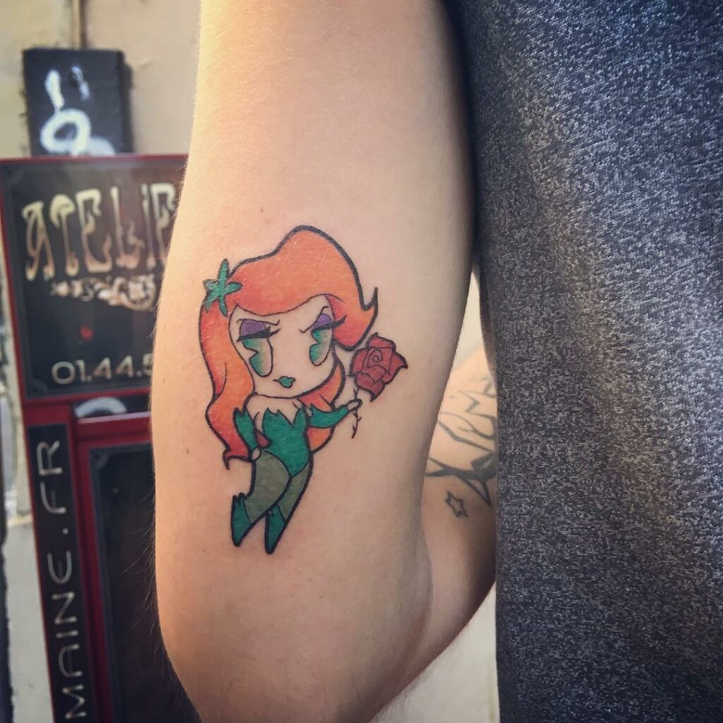 Mini Cartoon Poison Ivy Tattoo