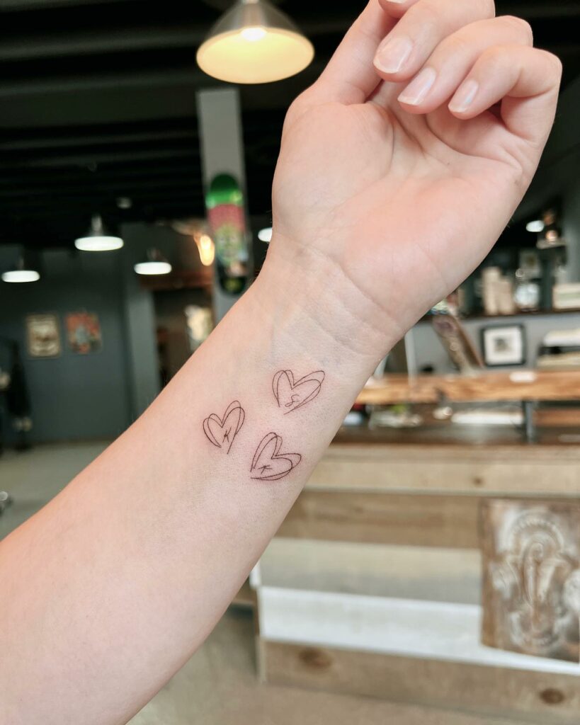 Mini Hearts Wrist Small Tattoos