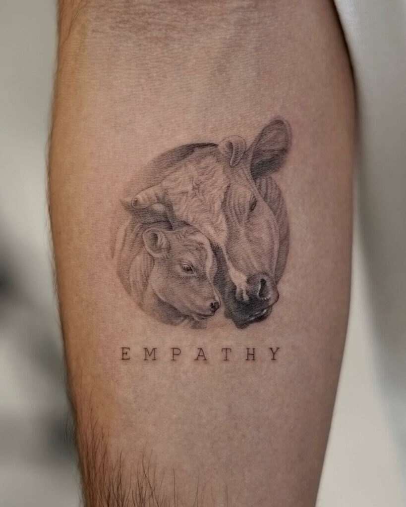 Minimalist Cow Tattoo