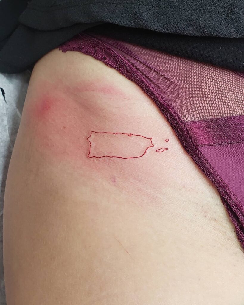 Minimalist Puerto Rico Outline Tattoo