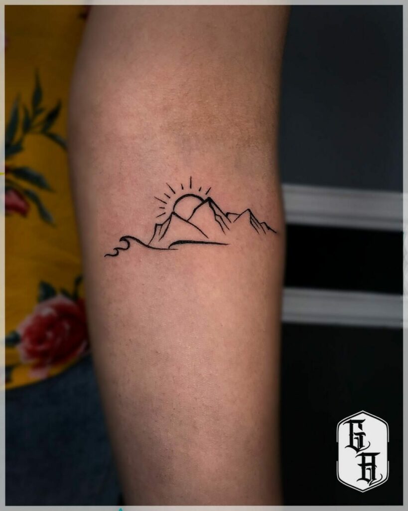 Minimalist Wavy Mountain Tattoo