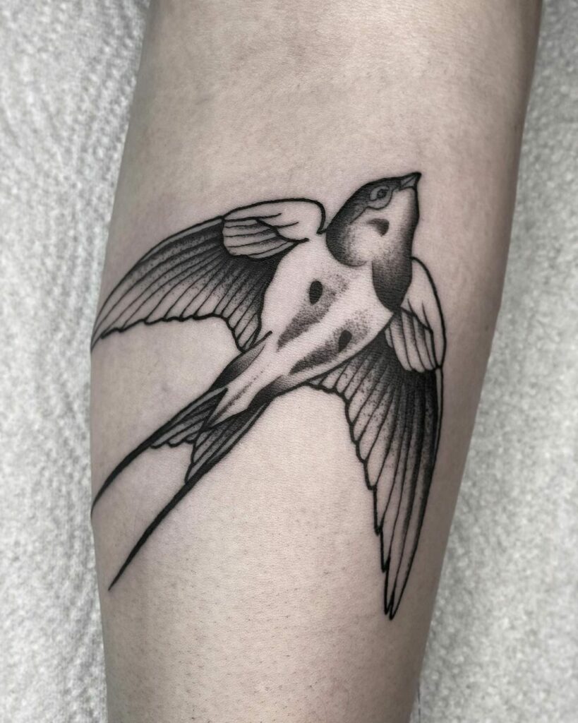 Minimalistic And Simple Sparrow Tattoo Design