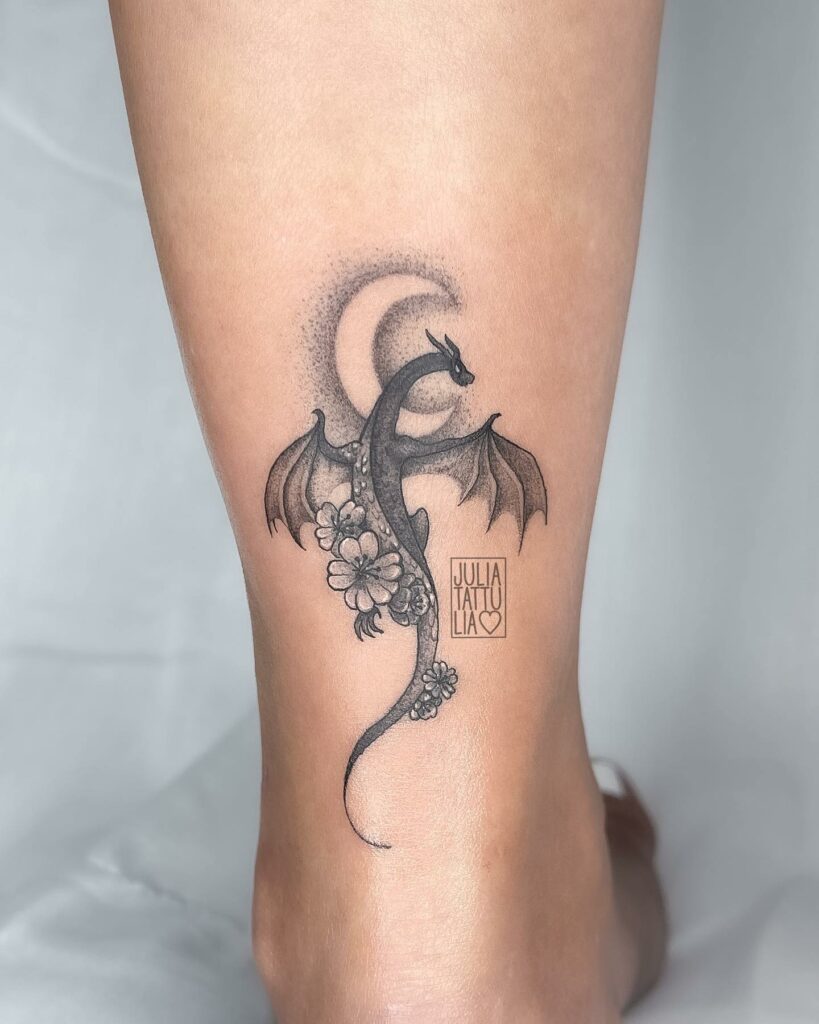 Minimalistic Dragon Tattoos For Women On Ankle