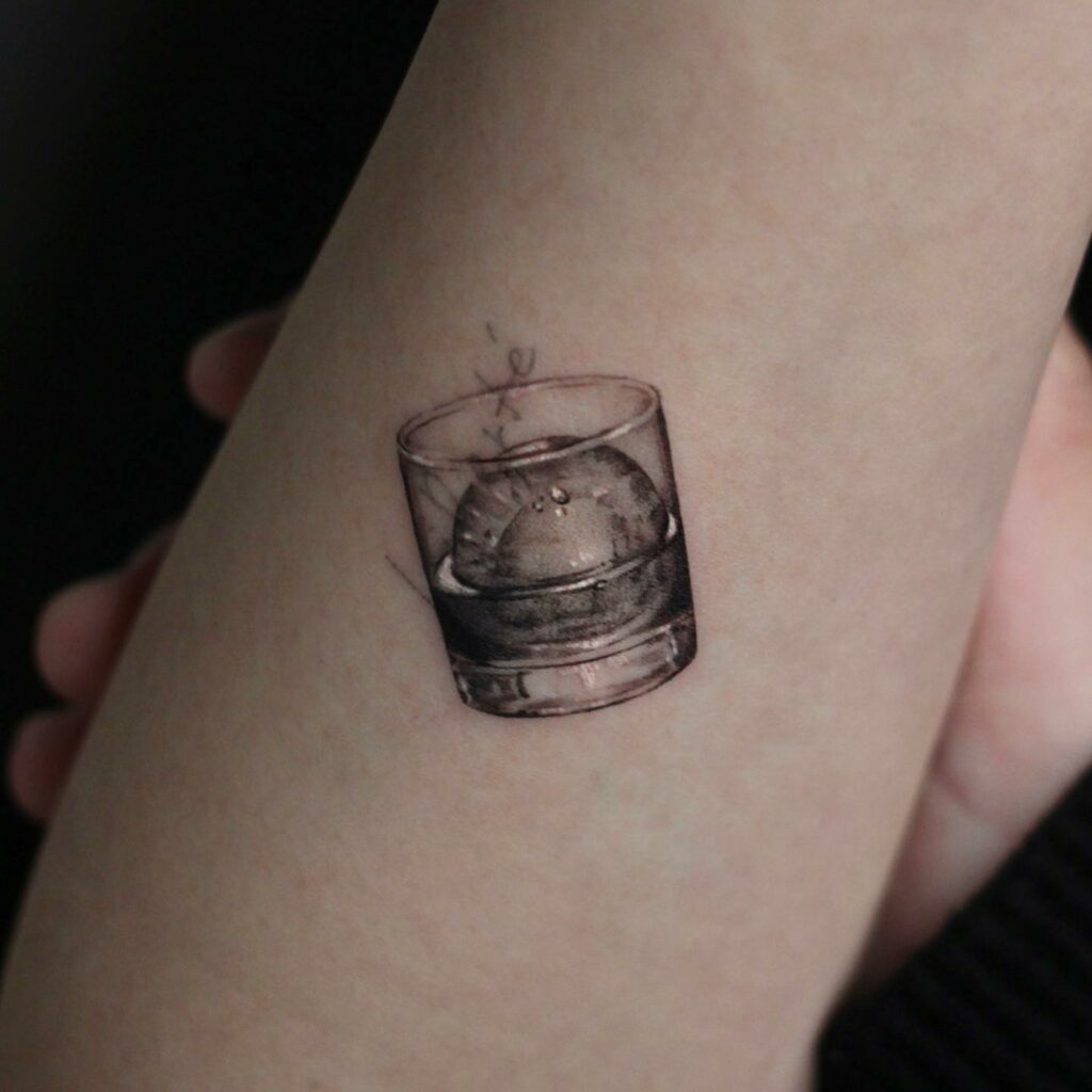 Minimalistic Whiskey Glass Tattoo