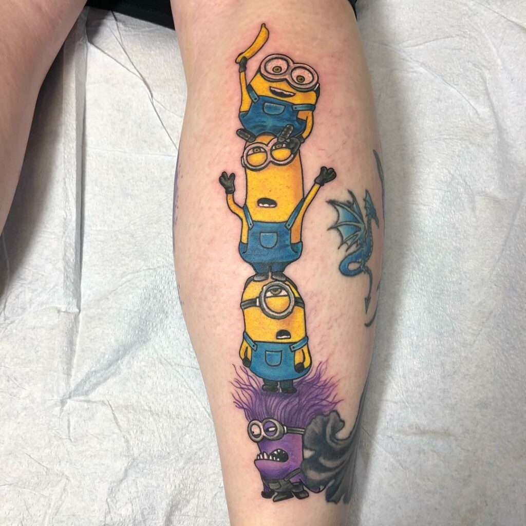 Mixed Tumbling Minion Tattoos