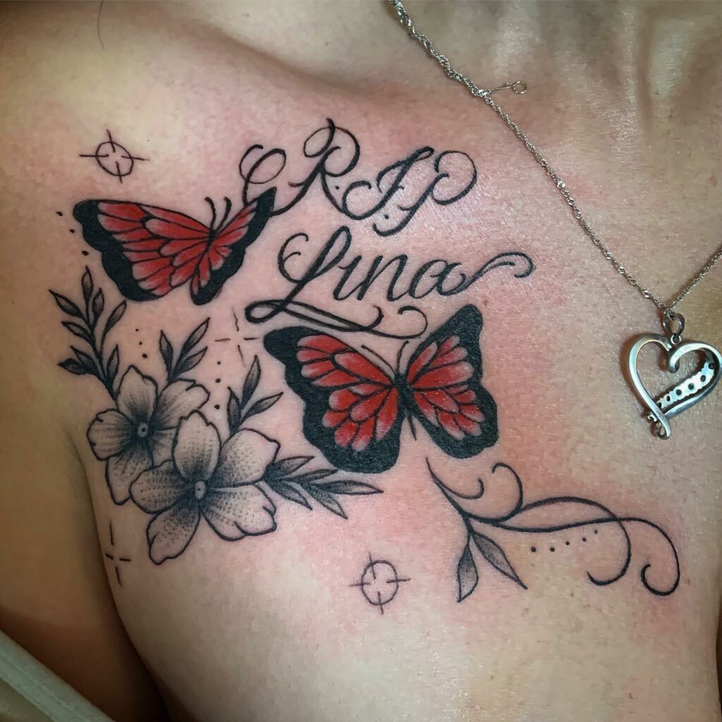 Monarch Butterfly Tattoo With Name