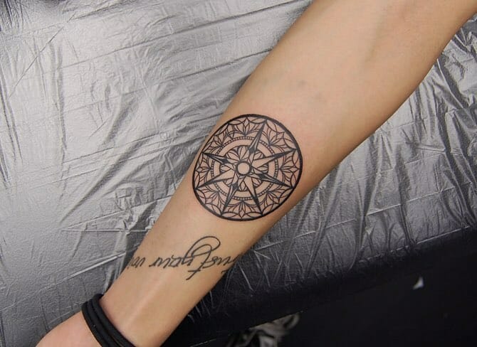 Monochromatic Compass Tattoos