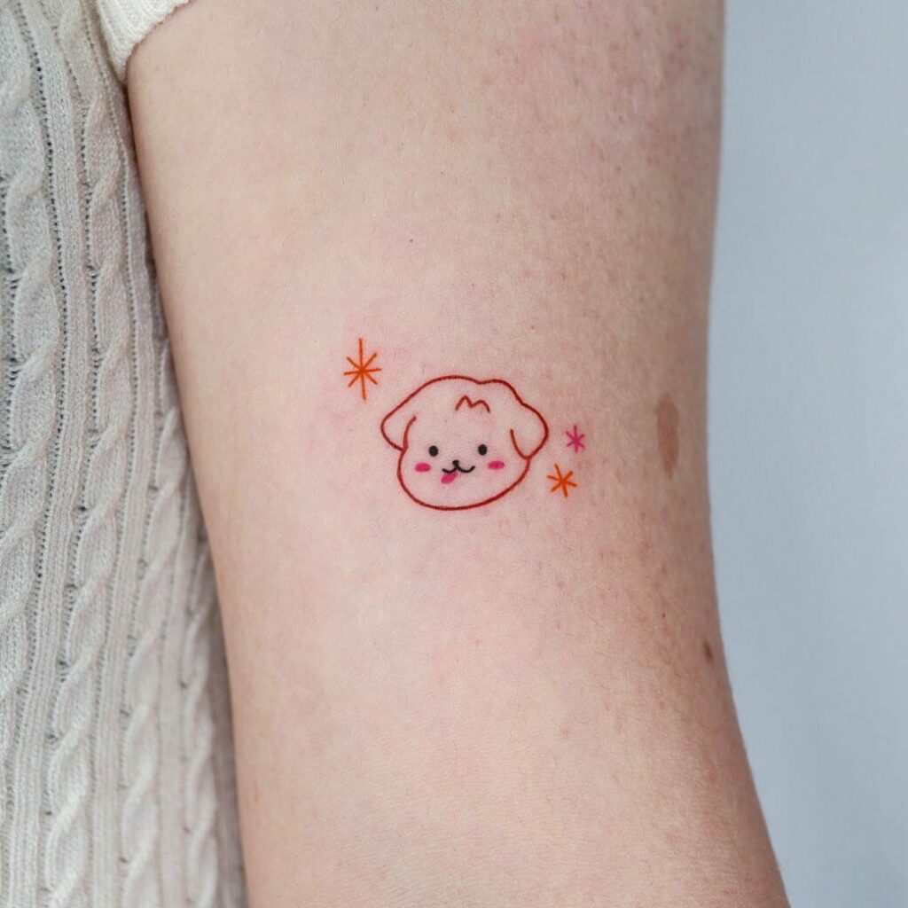 Monochromatic Dog Outline Tattoo