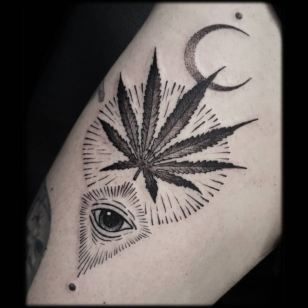 Cannabis Leaf Tattoo by Philip Craft TattooNOW