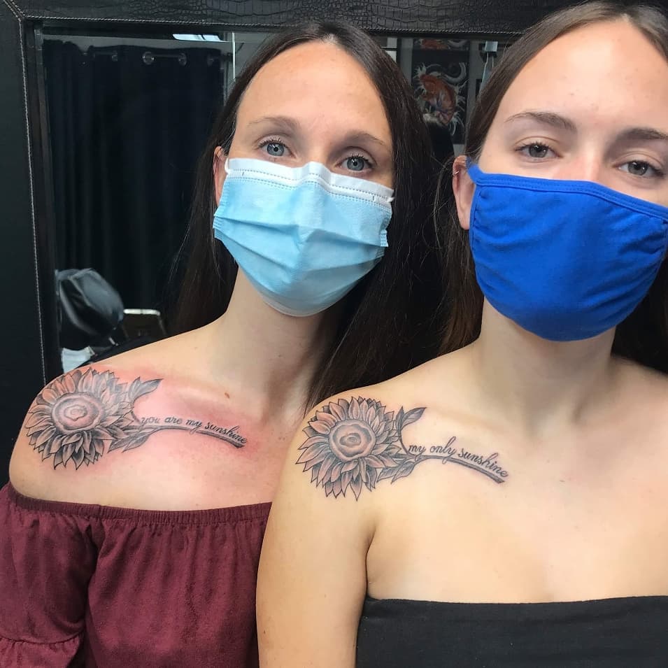 Mother Daughter Tattoo for Shoulder Blades