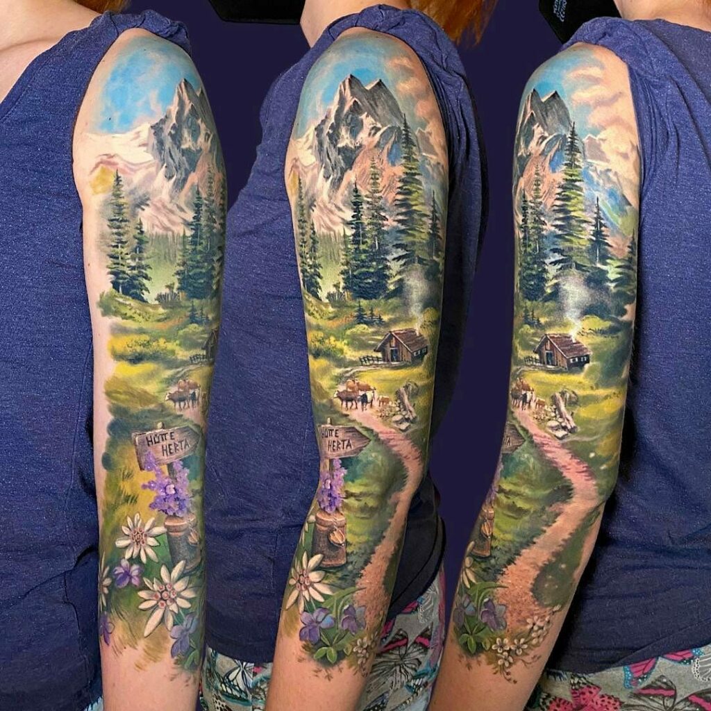 nature half sleeve tattoo