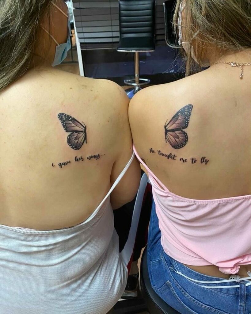 mother and daughter butterfly tattoos