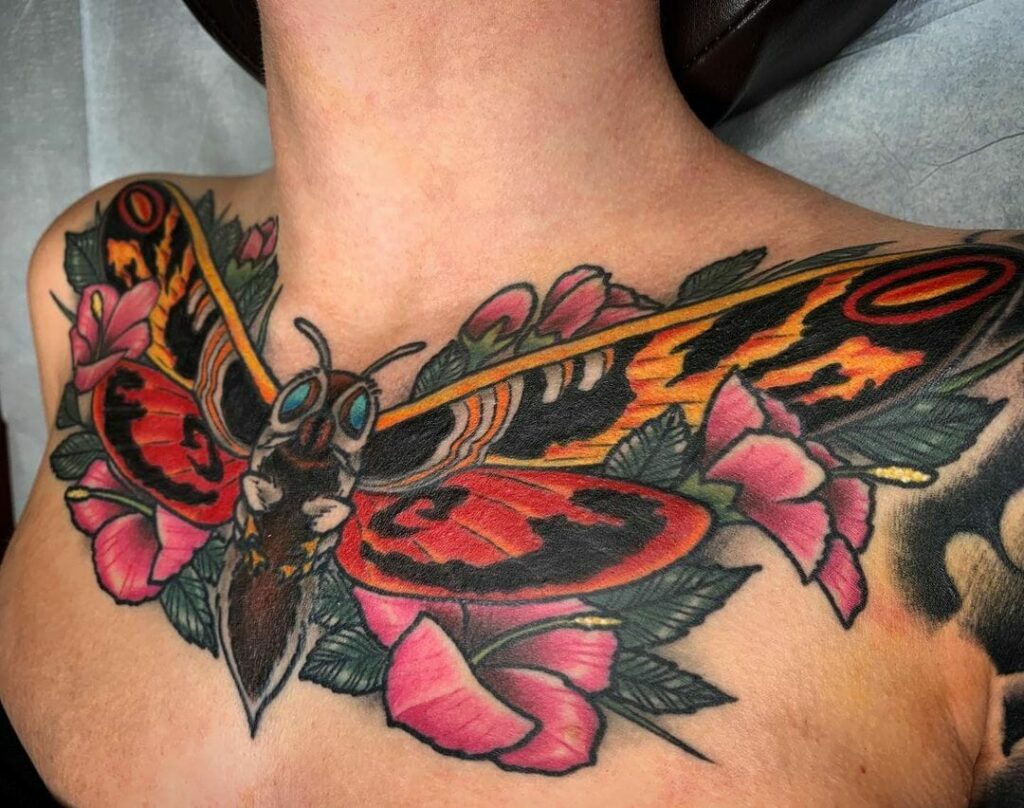 Tattoo tagged with rose moth chest outline belly  inkedappcom