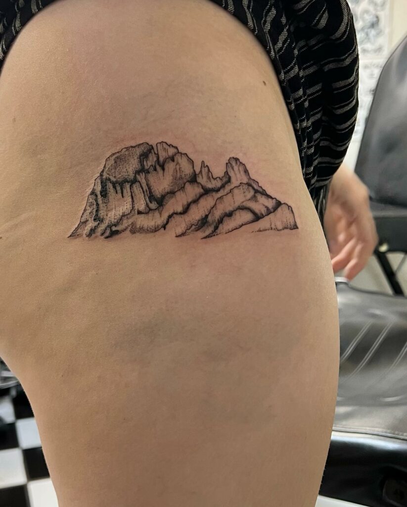 Mountain Tattoos Above The Knees