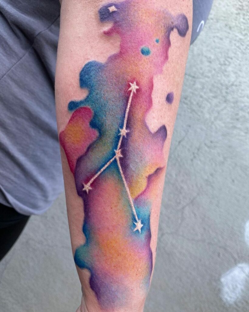 Multicoloured Constellation Tattoo With Stars