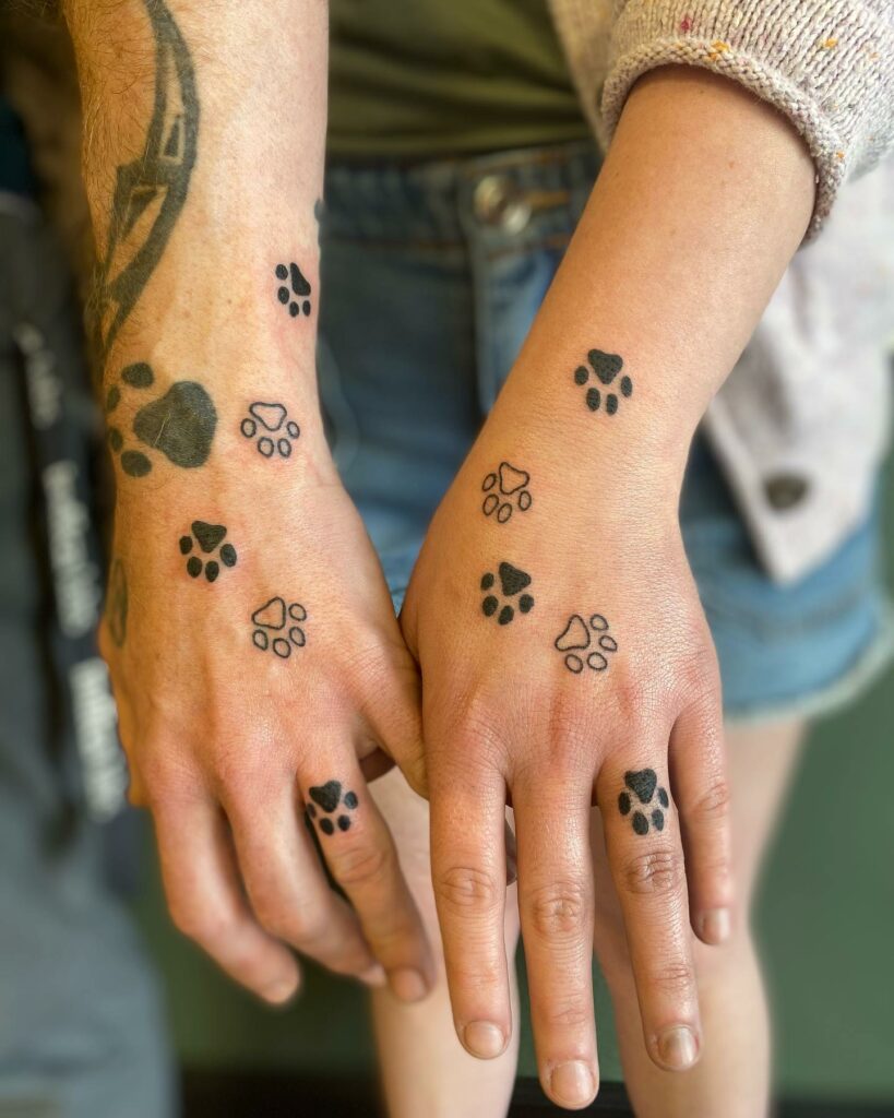 Multiple Paw Print Pet Memorial Tattoo ideas
