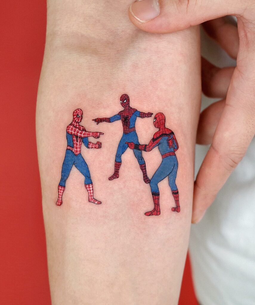 Multiple Spiderman Tattoo